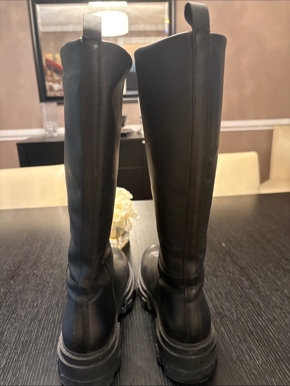 Steve Madden Black Over-the-Knee Chunky Lug Boots - Picture 2 of 9